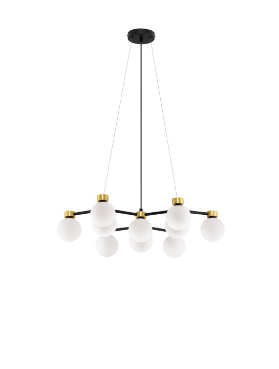 Corp de iluminat suspendat Ovalino Opal / Negru / Auriu 66 x 63 x 148 cm - Img 2