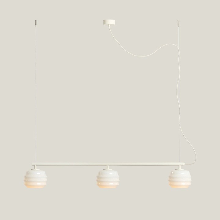 Corp de iluminat suspendat Puff 108 cm 3xE27 - Alb bumbac - Img 4
