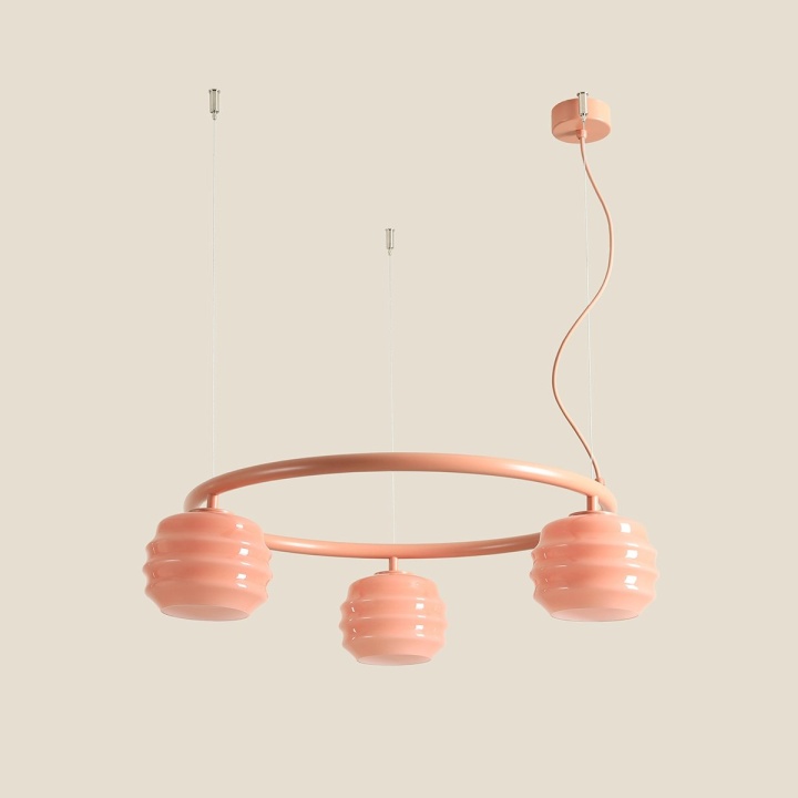 Corp de iluminat suspendat Puff Glaze Ring 63 cm 3xE27 - Coral - Img 4