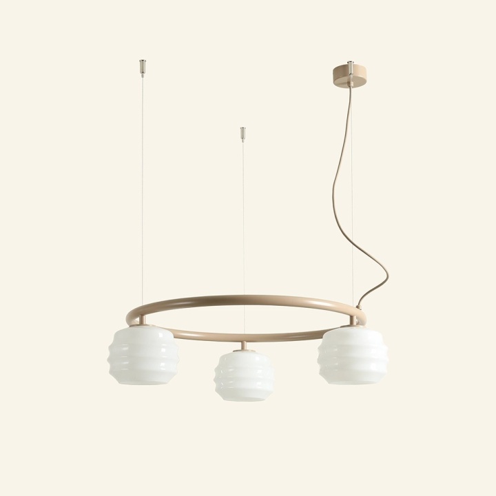 Corp de iluminat suspendat Puff Ring 63 cm 3xE27 - Bej - Img 6