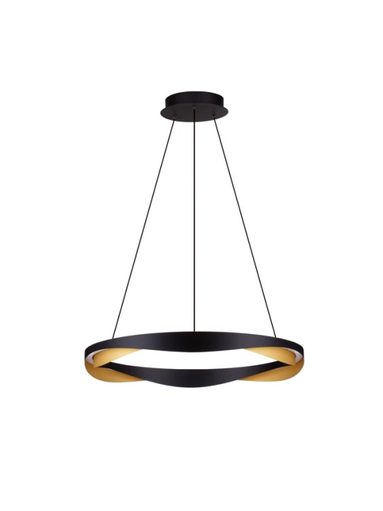 Corp de iluminat suspendat Radon Negru / Auriu Ø65 x H 160 cm - Img 2