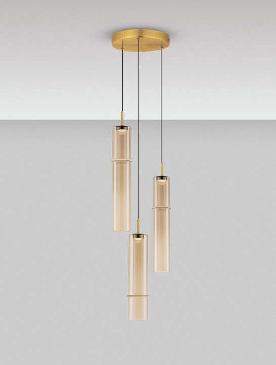 Corp de iluminat suspendat Sano Auriu periat / Auriu / Cognac Ø30 x H 75-200 cm - Img 4