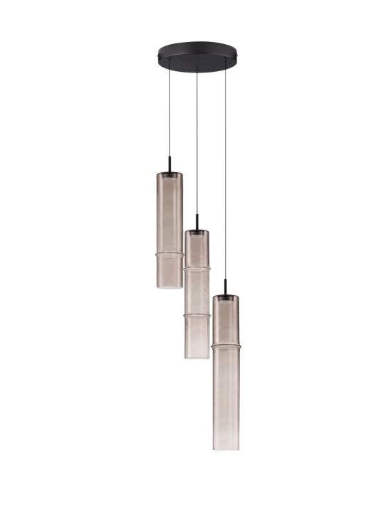 Corp de iluminat suspendat Sano Negru / Maro Ø30 x H 75-275 cm - Img 2