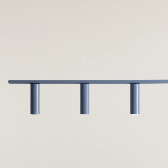 Corp de iluminat suspendat Trevo 126 cm 6xGU10 MINI - Albastru prăfuit - Img 3