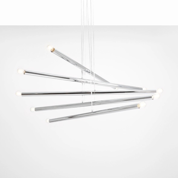 Corp de iluminat suspendat Tubo 100 cm 10xE14 - Crom - Img 4