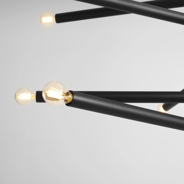 Corp de iluminat suspendat Tubo 100 cm 10xE14 - Negru - Img 4