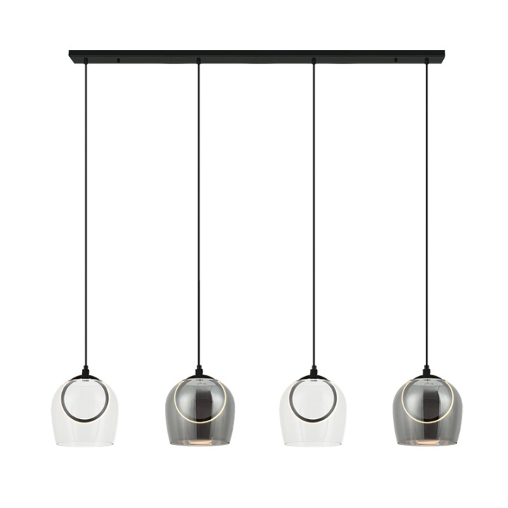 Corp de iluminat suspendat Vetro Anello LED 3000K - Negru mat, Transparent - Img 2