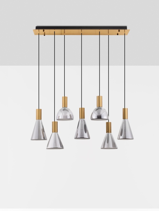 Corp de iluminat suspendat Voi Gradient Smokey / Auriu 96 x 33 x 150 cm - Img 3