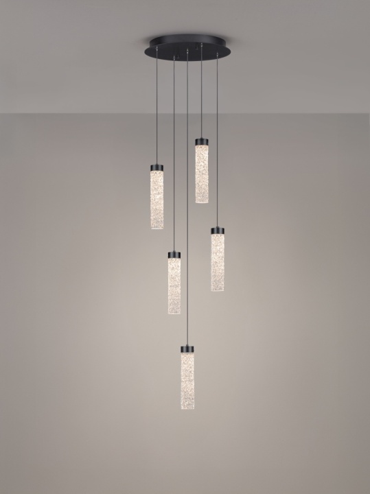 Corp de iluminat suspendat Zelon Negru / Transparent Ø34 x H 150 cm - Img 4
