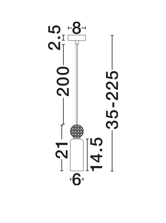 Pendul Filomena Gri / Opal / Negru Ø6 x H 148 cm - Img 2