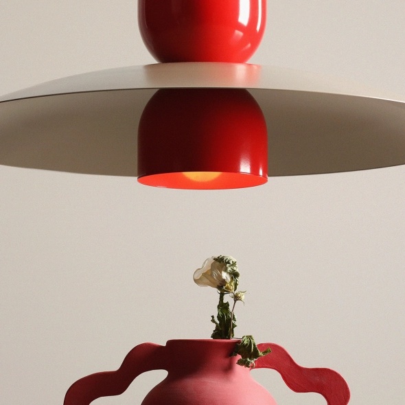 Pendul Nutta 65 cm 1xE27 - Roșu chili + Roșu - Img 5