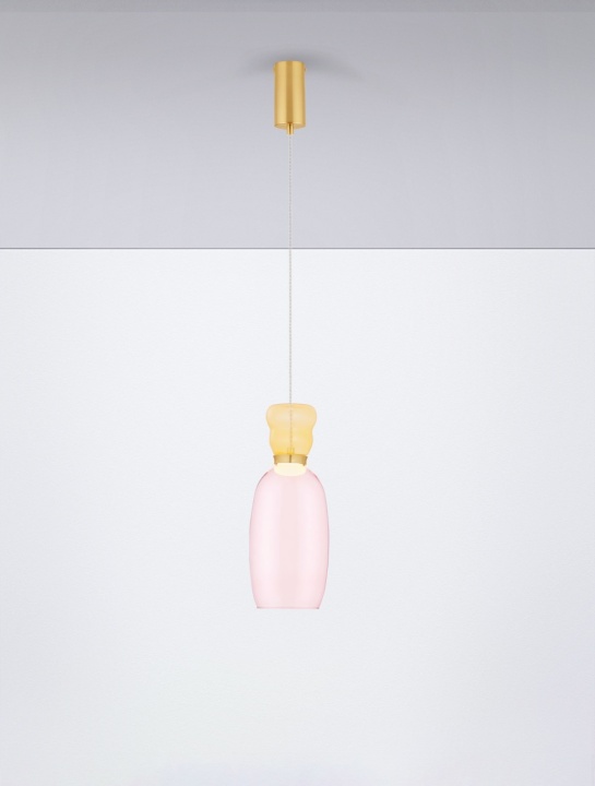 Pendul Pluma Glossy Yellow, Pink / Auriu Ø15 x H 179 cm - Img 4