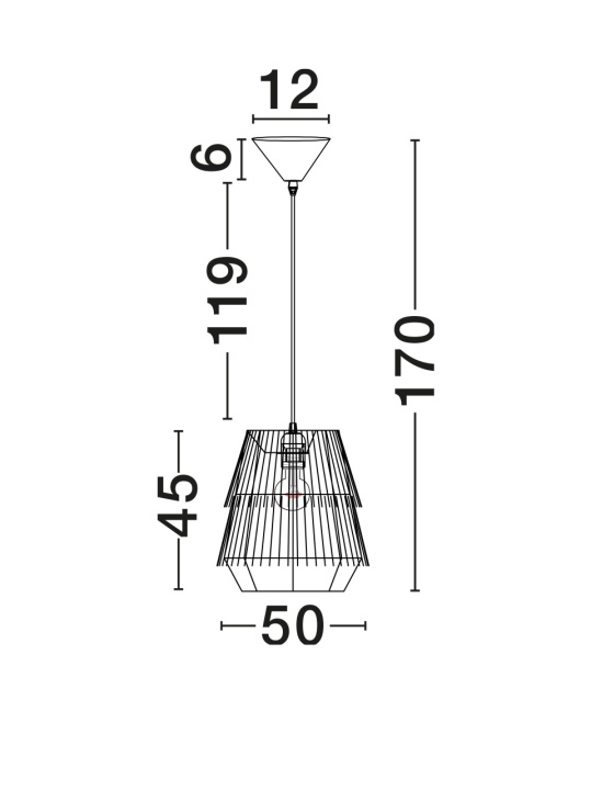 Pendul Sol Natural / Negru Ø50 x H 170 cm - Img 2