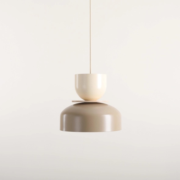 Pendul Uto 30 cm 1xE27 - Bej + Crem, lemn deschis - Img 3