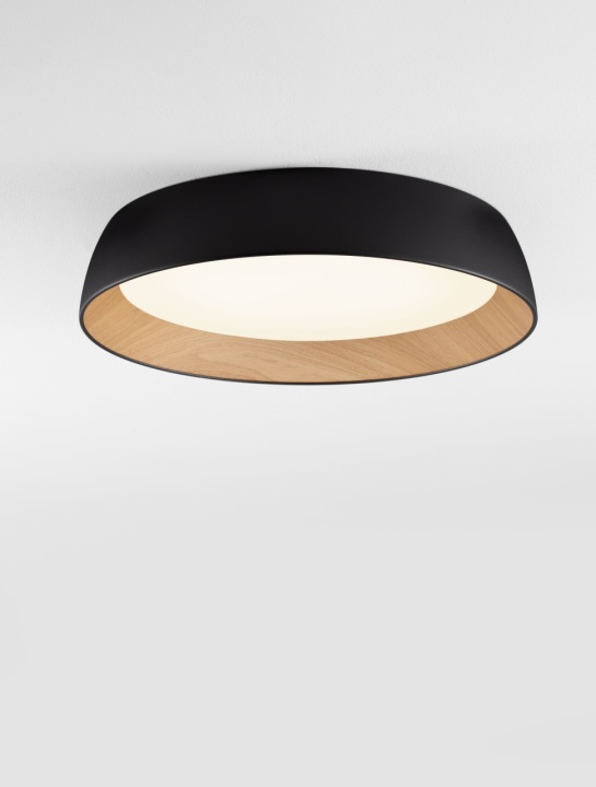 Plafoniera Sigi Negru / Lemn Ø60 x H 12 cm - Img 4