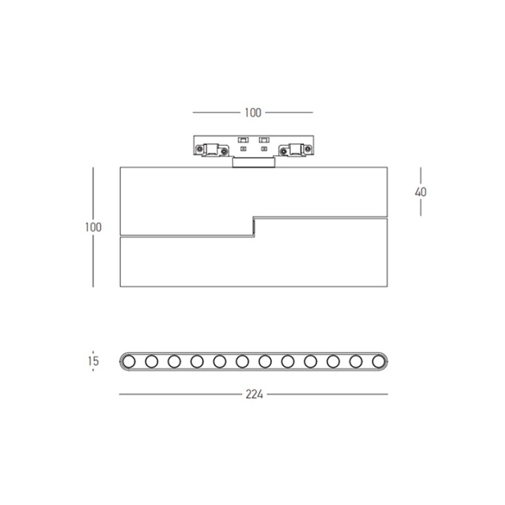 Proiector GRILLE pentru sina magnetica 3mm Micro - 12W, 3000K, Alamă - Img 3