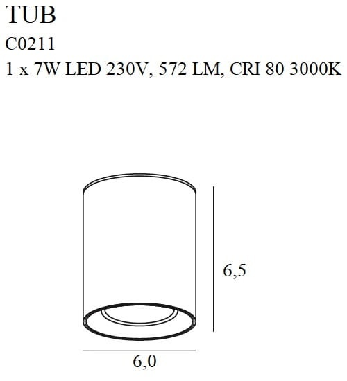 Spot aparent Tub + Decorative ring RC0155/C0156 negru - Img 3
