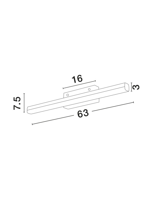 Aplica perete pentru baie Modena Crom 63 x 7,5 x 7,5 cm - Img 3