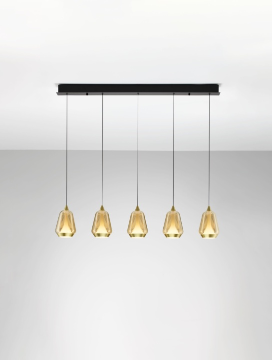 Corp de iluminat suspendat Alish Negru / Auriu / Champagne 96 x 8,5 x 160 cm - Img 4