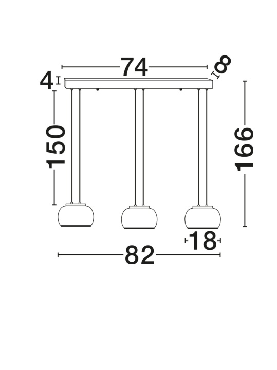 Corp de iluminat suspendat Bios Gri / Negru 82 x 18 x 166 cm - Img 5