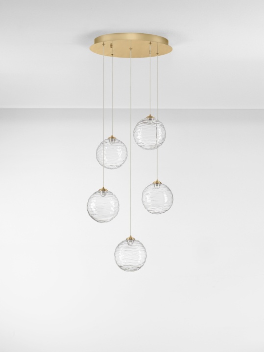 Corp de iluminat suspendat Blazik Transparent / Auriu Ø44,5 x H 150 cm - Img 3