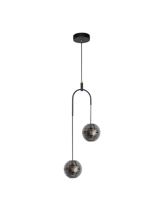 Corp de iluminat suspendat Las Negru / Auriu / Gri Ø31 x H 210 cm - Img 2