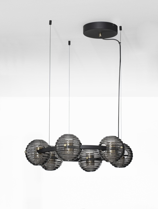 Corp de iluminat suspendat Las Negru / Auriu / Gri Ø63 x H 160 cm - Img 3