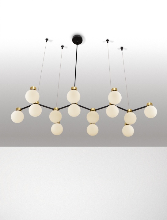 Corp de iluminat suspendat Ovalino Opal / Negru / Auriu 107 x 47 x 157 cm - Img 4