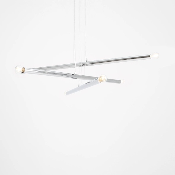 Corp de iluminat suspendat Tubo 100 cm 6xE14 - Crom - Img 3