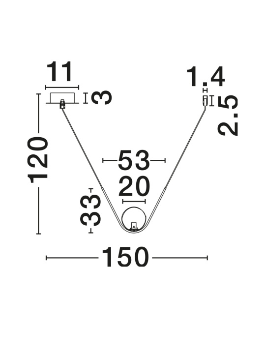 Corp de iluminat suspendat Vitton Alb / Brass 150 x 20 x 120 cm - Img 3