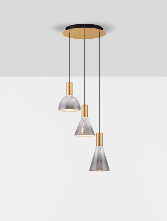 Corp de iluminat suspendat Voi Gradient Smokey / Auriu Ø43 x H 150 cm - Img 4