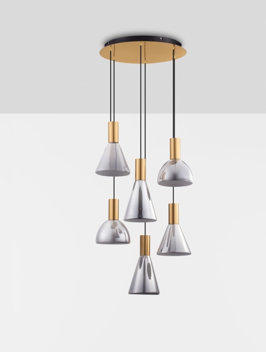 Corp de iluminat suspendat Voi Gradient Smokey / Auriu Ø52 x H 150 cm - Img 3