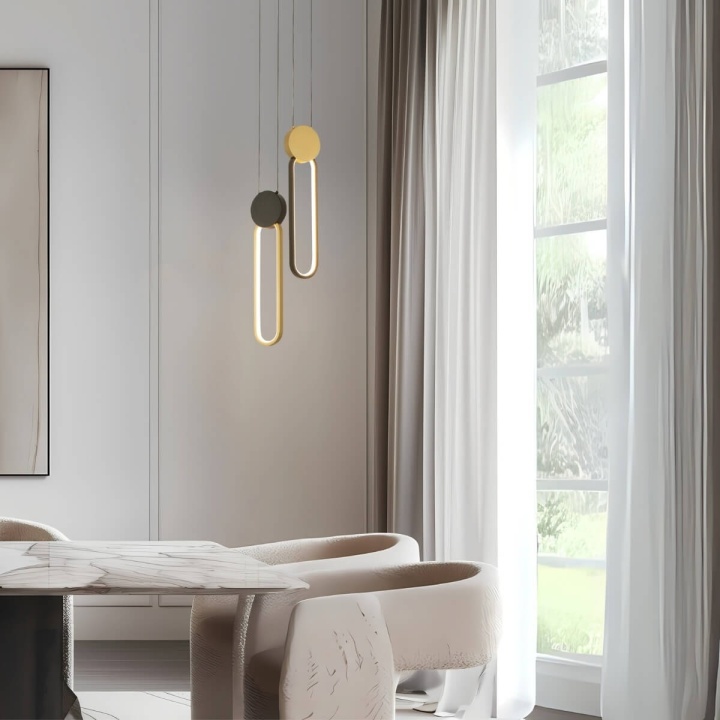 Pendul Anello Nero LED 3000K - Negru mat, Gold Matt - Img 3