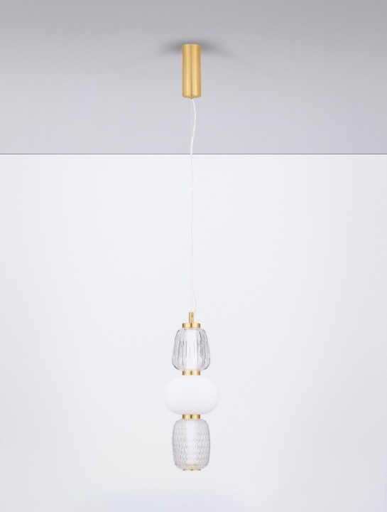 Pendul Movil Transparent / Opal / Auriu Ø17 x H 120 cm - Img 3