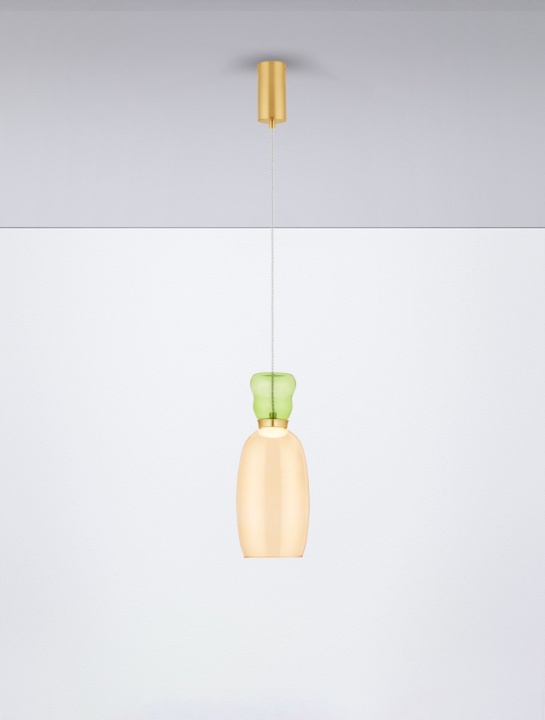 Pendul Pluma Glossy Light Green, Yellow / Auriu Ø15 x H 179 cm - Img 4