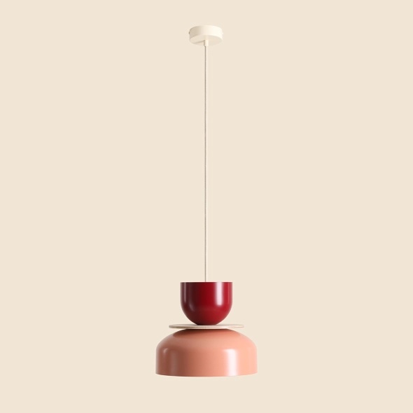 Pendul Uto 30 cm 1xE27 - Roșu vin + Coral - Img 4