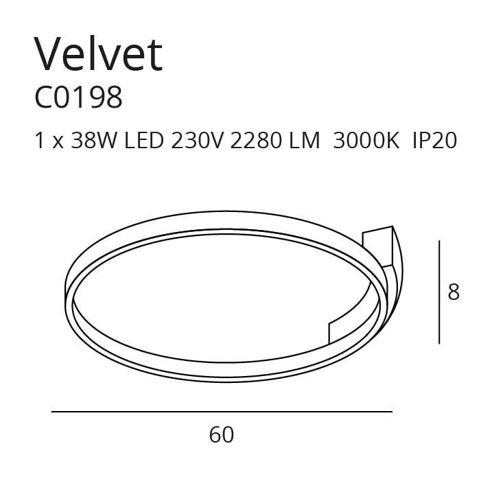 Plafonieră Velvet 60cm negru - Img 3