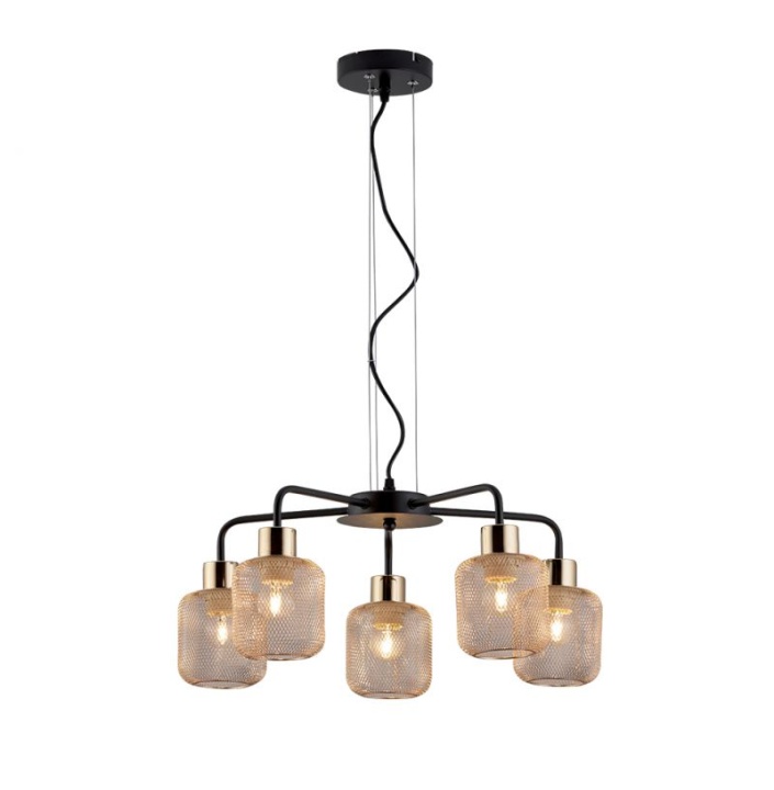 Candelabru 5 lumini Loren - Negru / Auriu - Img 2
