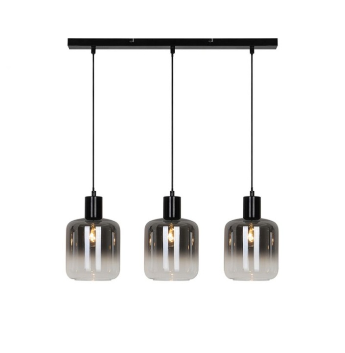 Corp de iluminat suspendat 3 lumini Adam - Negru / Transparent - Img 2