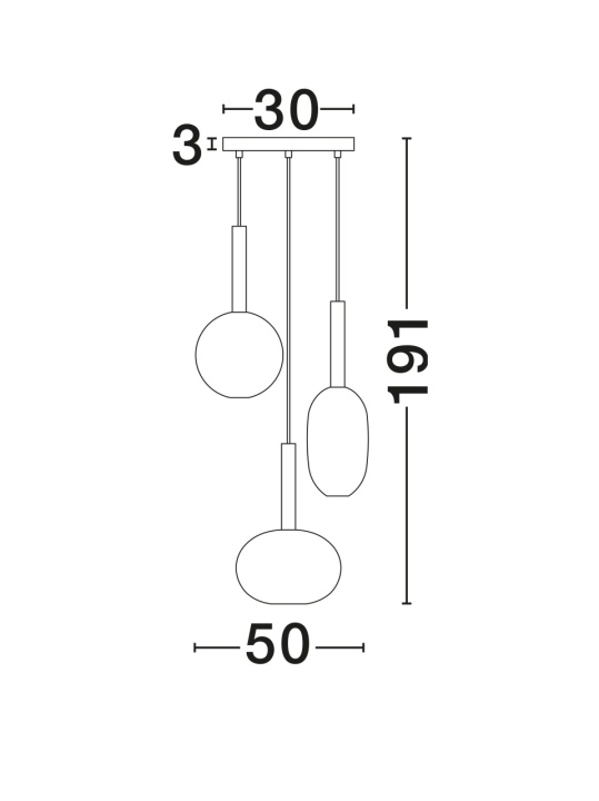 Corp de iluminat suspendat Amelia Transparent / Auriu Ø50 x H 191 cm - Img 5