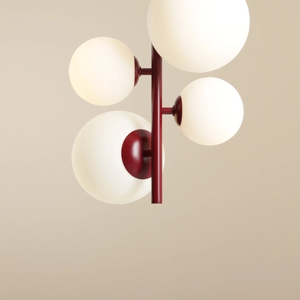 Corp de iluminat suspendat Bloom 46 cm 2xE14 / E27 - Roșu vin - Img 5