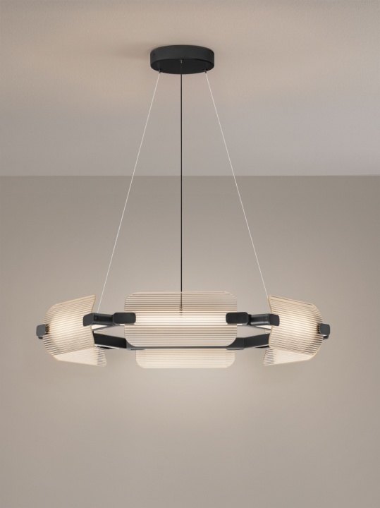 Corp de iluminat suspendat Emery Negru / Transparent Ø81,5 x H 150 cm - Img 4