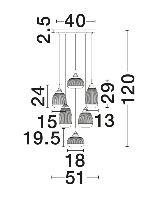 Corp de iluminat suspendat Mond Transparent / Auriu Ø51 x H 120 cm - Img 4