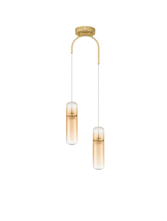 Corp de iluminat suspendat Norma Chihlimbar / Auriu Ø28 x H 68-258 cm - Img 2