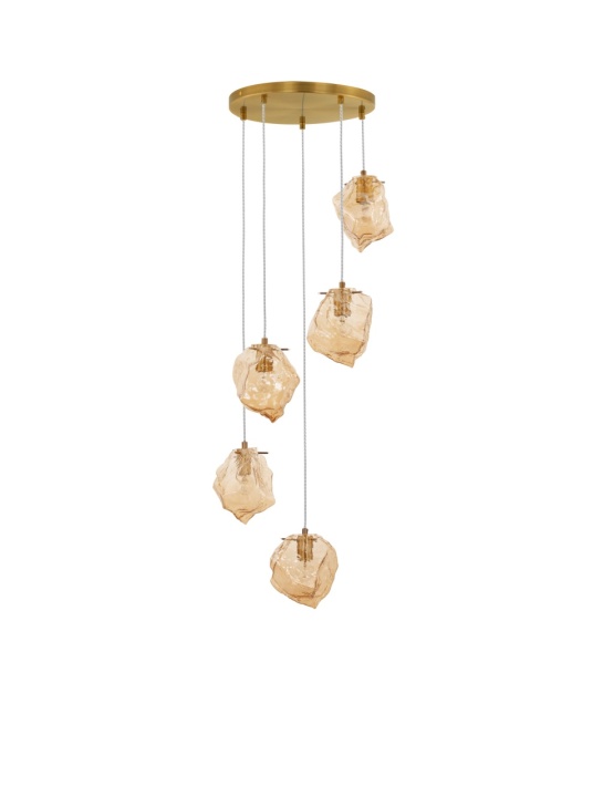 Corp de iluminat suspendat Odelle Chihlimbar / Auriu Ø48 x H 120 cm - Img 2