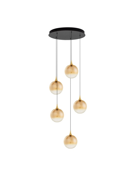 Corp de iluminat suspendat Orenda Gradient Champagne, / Negru / Auriu Ø50 x H 200 cm - Img 2