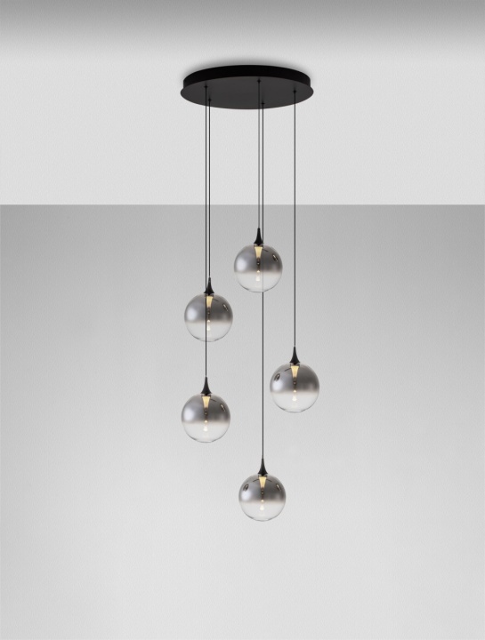 Corp de iluminat suspendat Orenda Grandiet Smokey / Negru Ø50 x H 200 cm - Img 4