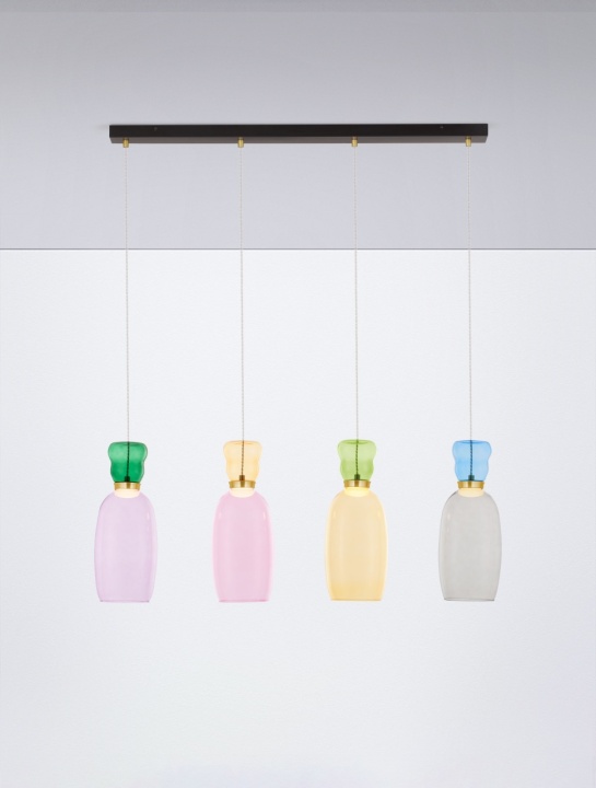 Corp de iluminat suspendat Pluma Glossy Jasper, Purple, Yellow, Pink, Light Green, Light Blue, Smokey / Auriu 96 x 15 x 150 cm - Img 4