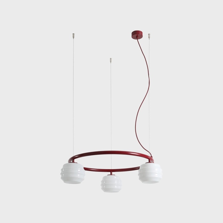 Corp de iluminat suspendat Puff Ring 63 cm 3xE27 - Roșu vin - Img 5