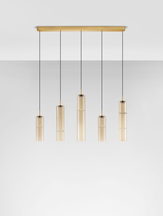Corp de iluminat suspendat Sano Auriu periat / Auriu / Cognac 94 x 8 x 75-255 cm - Img 3